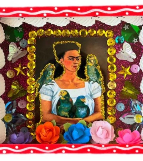 Matchbox portrait of Frida Kahlo